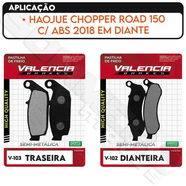 Imagem de Jogo Pastilha Freio Diant + Tras Haojue Chopper Road 150 Abs