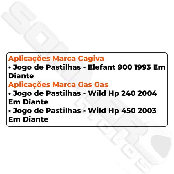 Imagem de Jogo Pastilha Freio Dianteiro+Traseiro Cagiva Elefant 900/ Gas Gas Wild Hp 240-450 Fischer