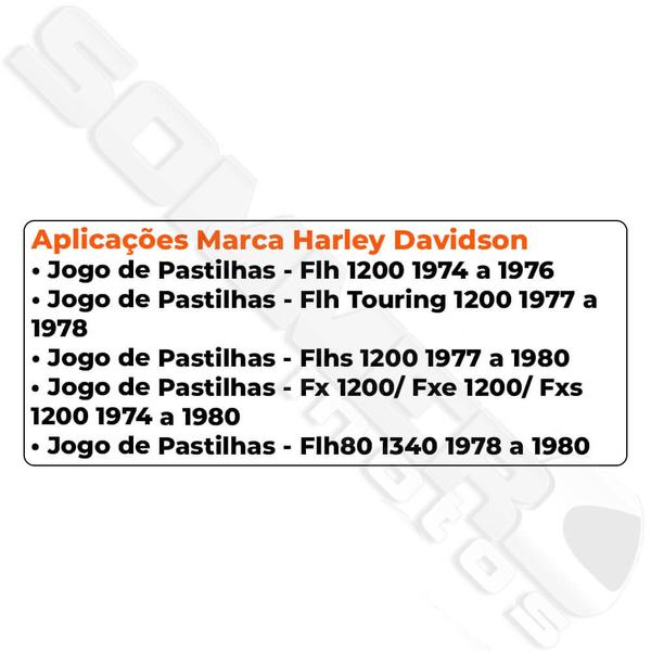 Imagem de Jogo Pastilha Freio Dianteiro+Traseiro Harley Davidson Flh 1200/Flh Touring 1200/Flhs 1200/Fx 1200/Fxe 1200/Fxs 1200