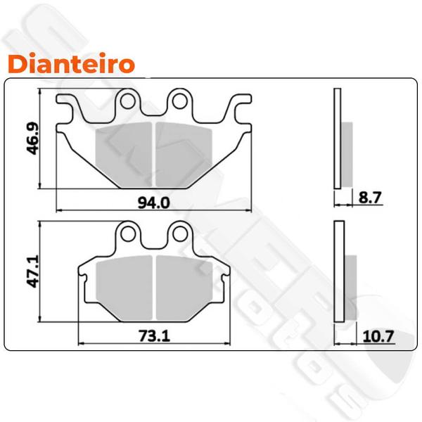 Imagem de Jogo Pastilha Freio Dianteiro+Traseiro Kvf 300 Brute Force/ Can-Am Ds 250/Mxu 300-500/ Uxv 4x4 500/Sym Quadlander 300