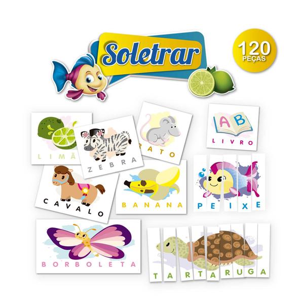 Imagem de Jogo Pedagogico Brincar de Soletrar 120 Peças Auxilia no Aprendizado Escolar - Pais e Filhos