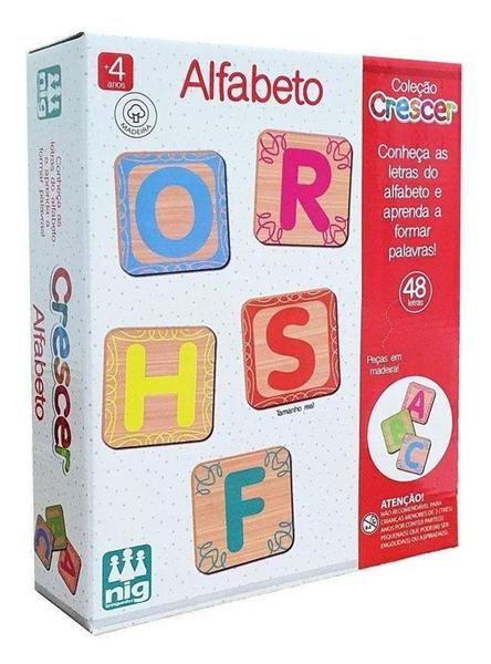 Imagem de Jogo Pedagógico Descobri Letras do Alfabeto 48 Pçs MDF Educativo para Alfabetização - NIG Brinquedos