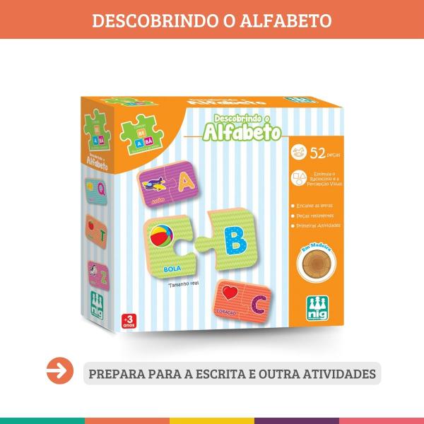 Jogo Pedagógico Descobrindo O Alfabeto 52 Peças Madeira Nig Imagem de Jogo Pedagógico Descobrindo O Alfabeto 52 Peças Madeira Nig