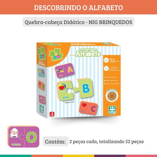 Jogo Pedagógico Descobrindo O Alfabeto 52 Peças Madeira Nig Imagem de Jogo Pedagógico Descobrindo O Alfabeto 52 Peças Madeira Nig