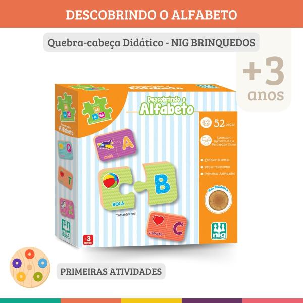 Jogo Pedagógico Descobrindo O Alfabeto 52 Peças Madeira Nig Imagem de Jogo Pedagógico Descobrindo O Alfabeto 52 Peças Madeira Nig