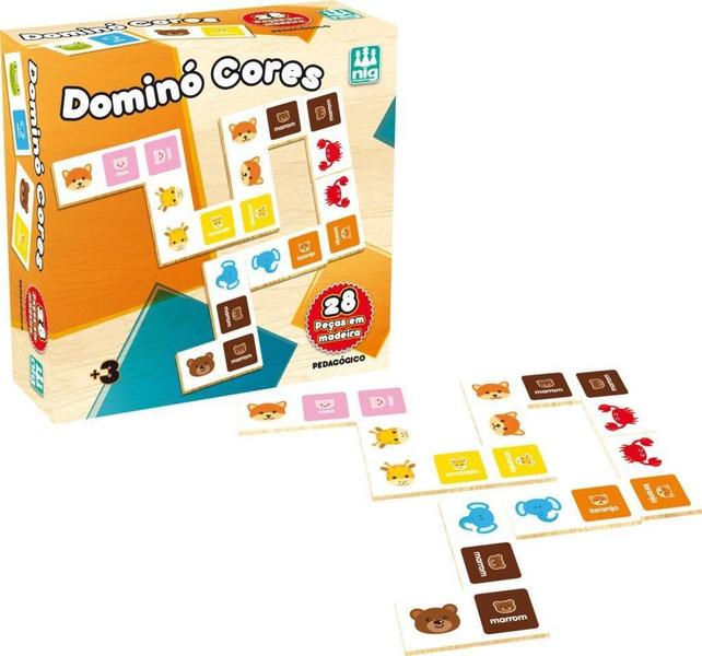 Jogo Pedagógico Dominó Cores Infantil 28 Pcs Colorido - Nig Imagem de Jogo Pedagógico Dominó Cores Infantil 28 Pcs Colorido - Nig
