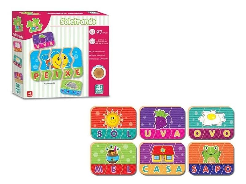 Jogo Pedagógico Encaixando Letras Soletrando Palavras 47 Peças em Madeira Educativo Be a Bá NIG - NIG Brinquedos Imagem de Jogo Pedagógico Encaixando Letras Soletrando Palavras 47 Peças em Madeira Educativo Be a Bá NIG