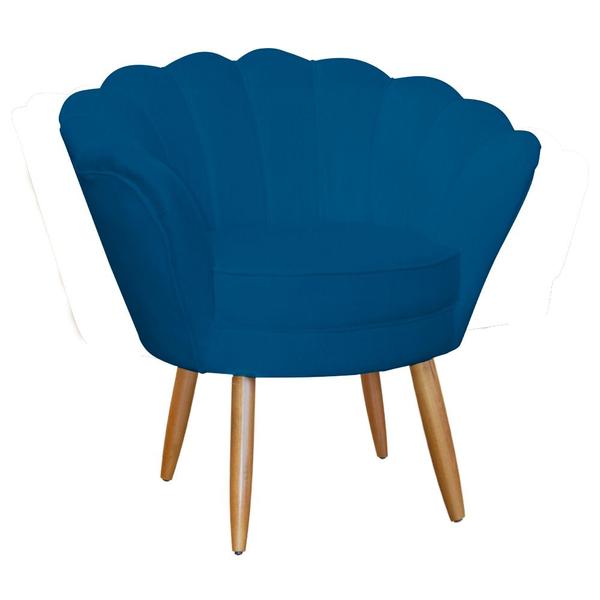 Imagem de Jogo Pétala Namoradeira e 2 Poltronas Estofada Para Recepção Suede Azul Royal - LM DECOR