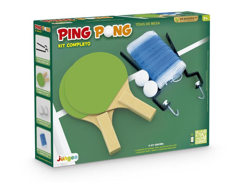 Imagem de Jogo Ping Pong Kit Completo Raquete Bola Suporte Rede Junges