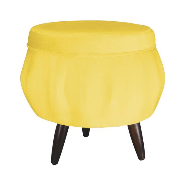 Imagem de Jogo Poltrona Estofada Com 1 Puff Pés Palito Clínica Pétala Suede Amarelo - LM DECOR