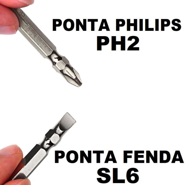 Imagem de Jogo Ponteira Dupla para Furadeira Parafusadeira Bits 110mm Longa Ph2 Philips e Fenda Imantado CRV