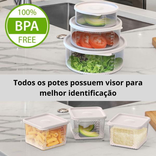 Jogo Potes de Mantimentos Cozinha Kit Conjunto 11 Peças Plástico Alimentos Com Medidor - Branco - Potte Imagem de Jogo Potes de Mantimentos Cozinha Kit Conjunto 11 Peças Plástico Alimentos Com Medidor - Branco