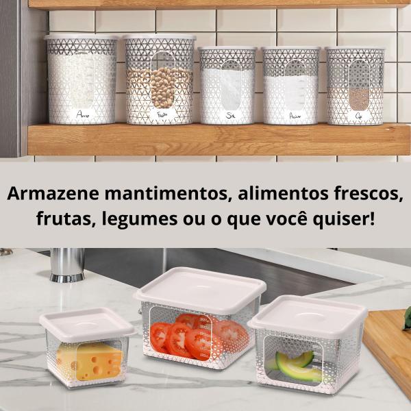 Jogo Potes de Mantimentos Cozinha Kit Conjunto 11 Peças Plástico Alimentos Com Medidor - Branco - Potte Imagem de Jogo Potes de Mantimentos Cozinha Kit Conjunto 11 Peças Plástico Alimentos Com Medidor - Branco