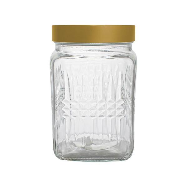 Jogo Potes Vidro Mantimentos Dourado 950Ml 3 Peças - Casambiente Imagem de Jogo Potes Vidro Mantimentos Dourado 950Ml 3 Peças