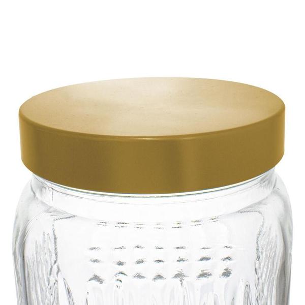 Jogo Potes Vidro Mantimentos Dourado 950Ml 3 Peças - Casambiente Imagem de Jogo Potes Vidro Mantimentos Dourado 950Ml 3 Peças
