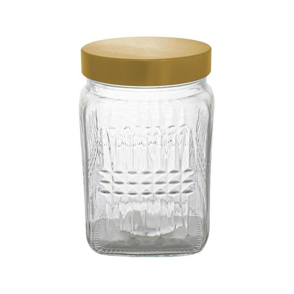 Jogo Potes Vidro Mantimentos Dourado 950Ml 3 Peças - Casambiente Imagem de Jogo Potes Vidro Mantimentos Dourado 950Ml 3 Peças