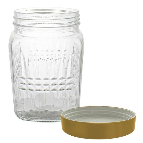 Jogo Potes Vidro Mantimentos Dourado 950Ml 3 Peças - Casambiente Imagem de Jogo Potes Vidro Mantimentos Dourado 950Ml 3 Peças