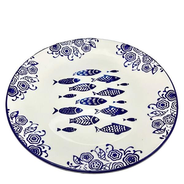 Jogo Prato Raso Jantar 4 Pessoas 4Pçs Peixe Mar Praia 26cm - Gici Home Imagem de Jogo Prato Raso Jantar 4 Pessoas 4Pçs Peixe Mar Praia 26cm