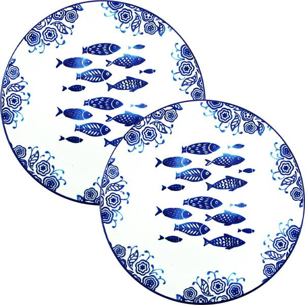 Jogo Prato Raso Jantar 4 Pessoas 4Pçs Peixe Mar Praia 26cm - Gici Home Imagem de Jogo Prato Raso Jantar 4 Pessoas 4Pçs Peixe Mar Praia 26cm
