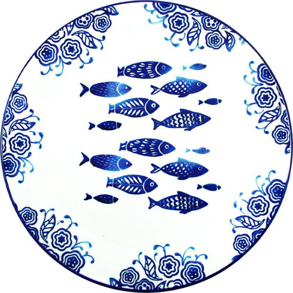 Jogo Prato Raso Jantar 4 Pessoas 4Pçs Peixe Mar Praia 26cm - Gici Home Imagem de Jogo Prato Raso Jantar 4 Pessoas 4Pçs Peixe Mar Praia 26cm