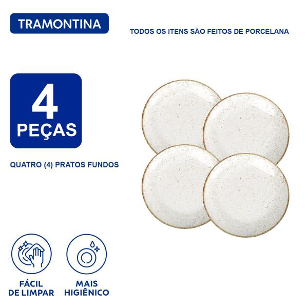 Imagem de Jogo Pratos Fundos 22 cm Tramontina Rústico Porcelana 4 Peças