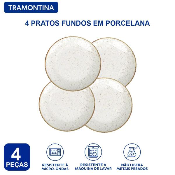 Imagem de Jogo Pratos Fundos 22 cm Tramontina Rústico Porcelana 4 Peças