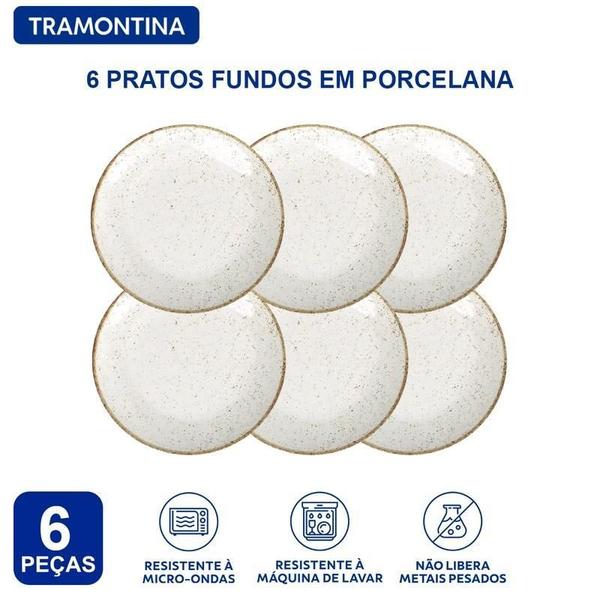 Imagem de Jogo Pratos Fundos Tramontina Rústico Porcelana 6 Peças