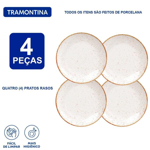 Imagem de Jogo Pratos Rasos Tramontina Rústico Porcelana Decorada 4 Pç