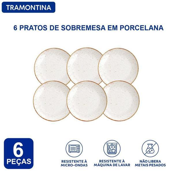 Jogo Pratos Sobremesa Tramontina Rústico Porcelana 6 Peças Imagem de Jogo Pratos Sobremesa Tramontina Rústico Porcelana 6 Peças