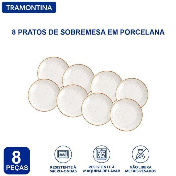 Imagem de Jogo Pratos Sobremesa Tramontina Rústico Porcelana 8 Peças