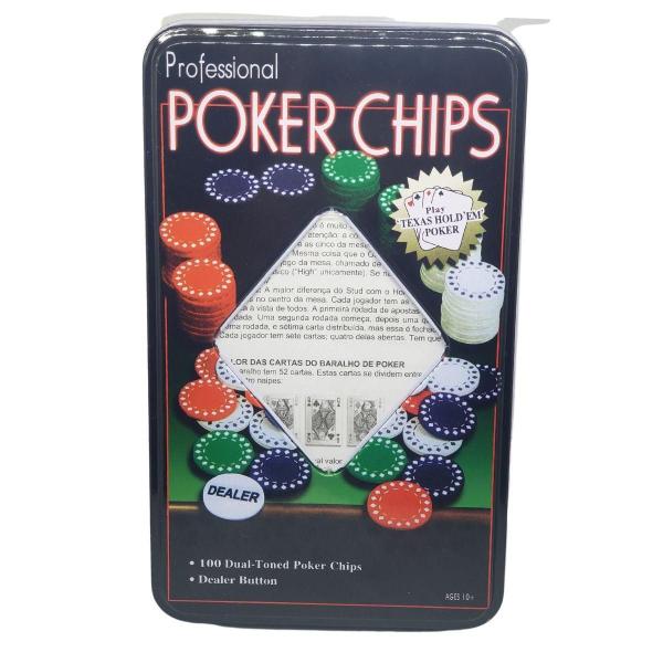 Imagem de Jogo Profissional De Poker Com 100 Fichas E 1 Dealer Buttom