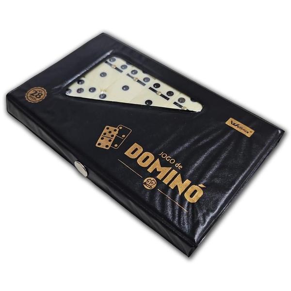 Jogo Profissional Dominó Melanina 28 Peças 6Mm Com Estojo Pr - Wellmix Imagem de Jogo Profissional Dominó Melanina 28 Peças 6Mm Com Estojo Pr