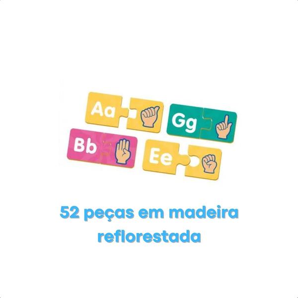 Imagem de Jogo Quebra-Cabeça Infantil Aprendendo o Alfabeto em Libras com 52 Peças - Xalingo 17587