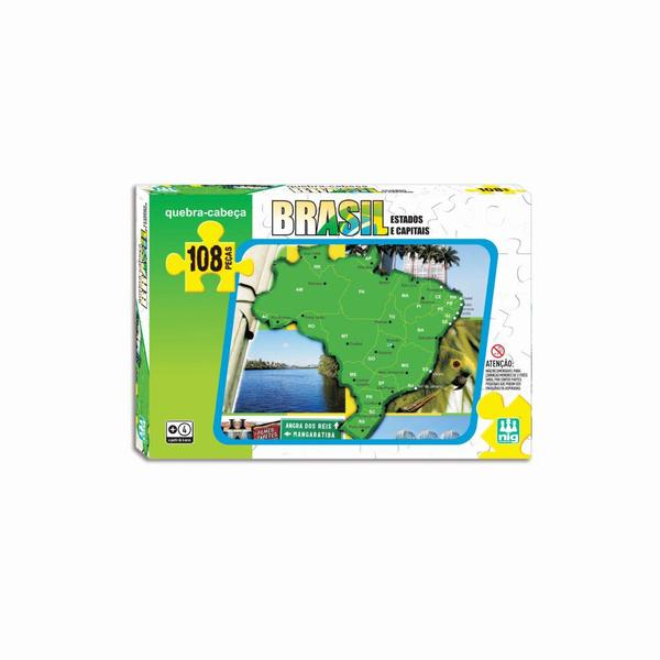 Imagem de Jogo Quebra Cabeça Infantil Mapa do Brasil 108 pçs Brinquedo NIG