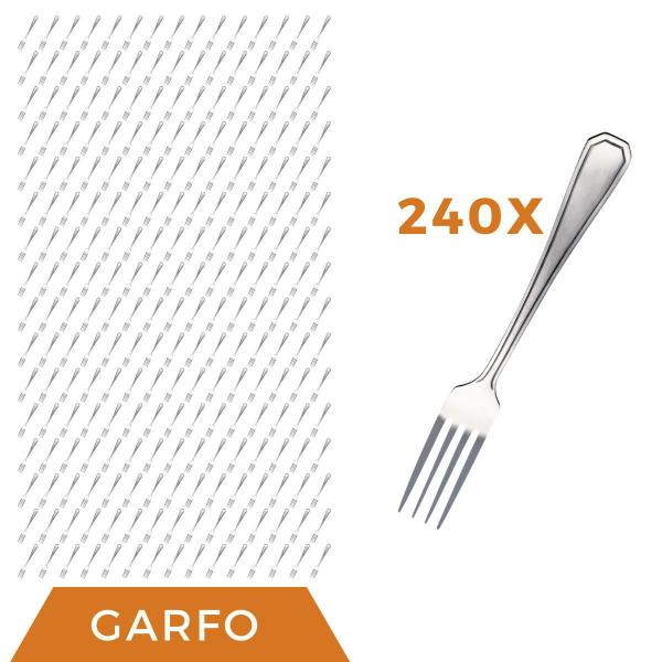 Imagem de Jogo Restaurante 240 Pçs Garfo Inox Reforçada Casa / Bar