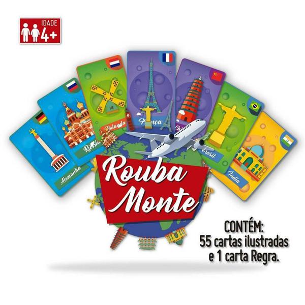 Imagem de Jogo Rouba Monte Volta ao Mundo 55 Cartas Ilustradas - PAISeFILHOS