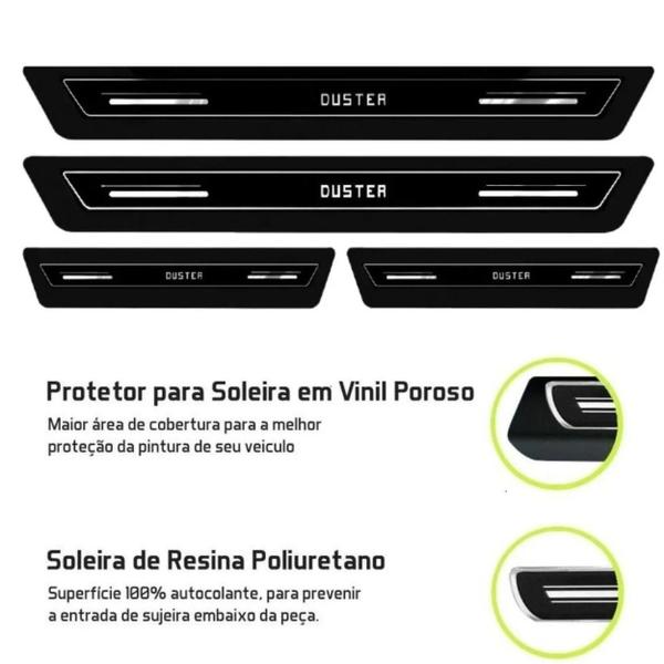 Imagem de Jogo Soleira Proteção Resinada Premium Preto Black Renault Duster 2012 a 2022