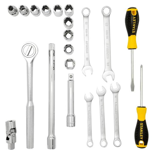 Jogo Soquete Estriado 1/2 10 A 19mm 21 Pcs Stanley STMT45513 Imagem de Jogo Soquete Estriado 1/2 10 A 19mm 21 Pcs Stanley STMT45513
