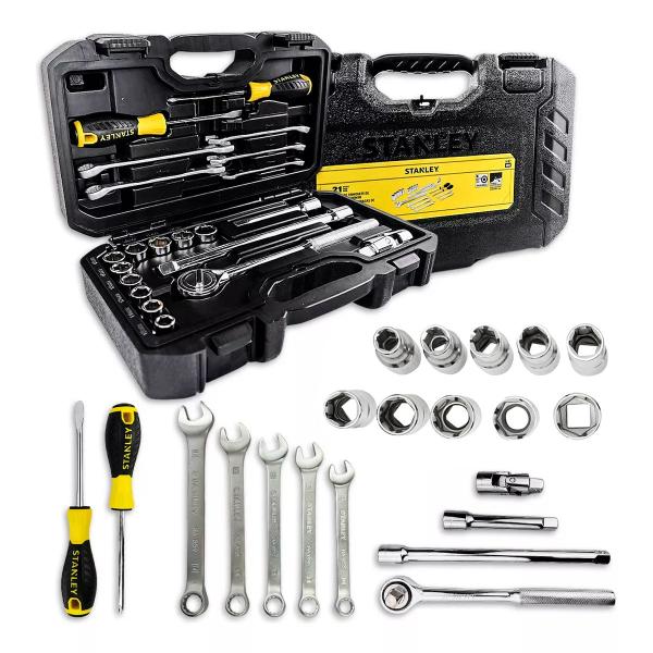 Jogo Soquete Estriado 1/2 10 A 19mm 21 Pcs Stanley STMT45513 Imagem de Jogo Soquete Estriado 1/2 10 A 19mm 21 Pcs Stanley STMT45513