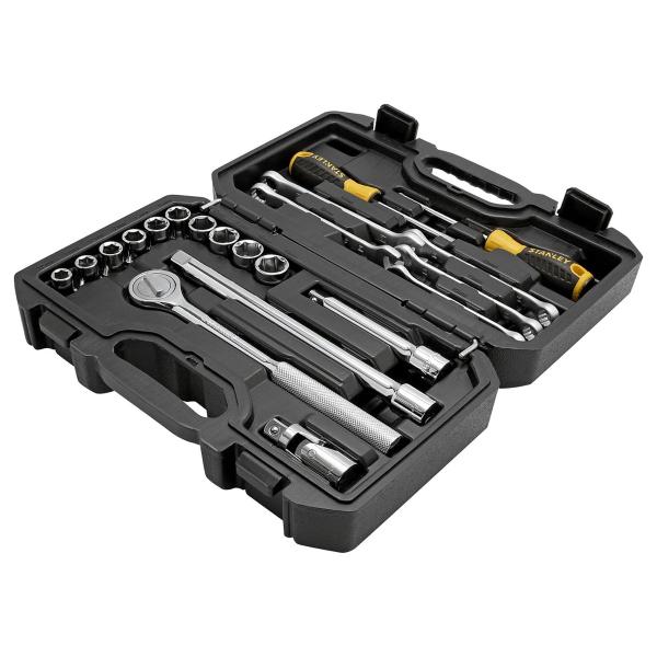Jogo Soquete Estriado 1/2 10 A 19mm 21 Pcs Stanley STMT45513 Imagem de Jogo Soquete Estriado 1/2 10 A 19mm 21 Pcs Stanley STMT45513