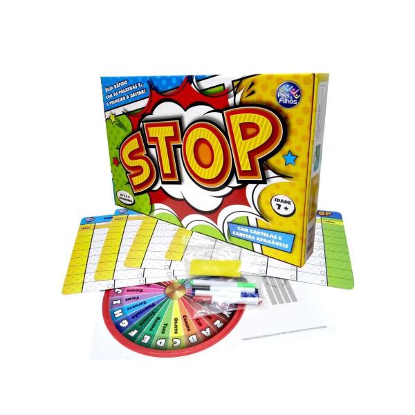 Jogo Stop -Com Roleta Canetas E Cartelas Pais E Filhos - canetas que apagam escolar menino menina Imagem de Jogo Stop -Com Roleta Canetas E Cartelas Pais E Filhos