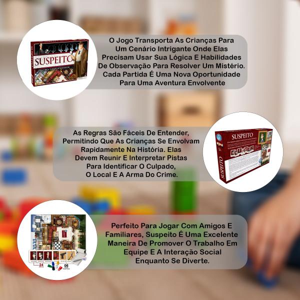 Jogo Suspeito Tabuleiro Detetive Descubra Mistérios Brinquedo - Pais & Filhos Imagem de Jogo Suspeito Tabuleiro Detetive Descubra Mistérios Brinquedo