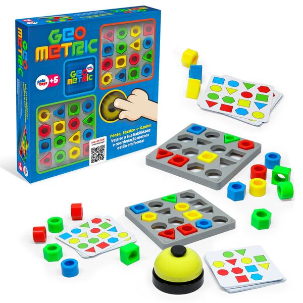 Imagem de Jogo Tabuleiro Geometric Educativo Infantil Pedagógico Encaixar Peças Paki Toys