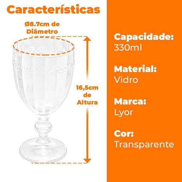 Imagem de Jogo Taças Cristal Transparente Imperial 330Ml 4 Peças Lyor