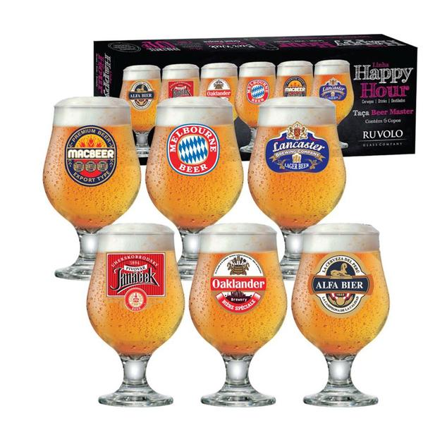 Imagem de Jogo Taças de Vidro Beer Master p/Cerveja 380ml 6 Pcs Ruvolo