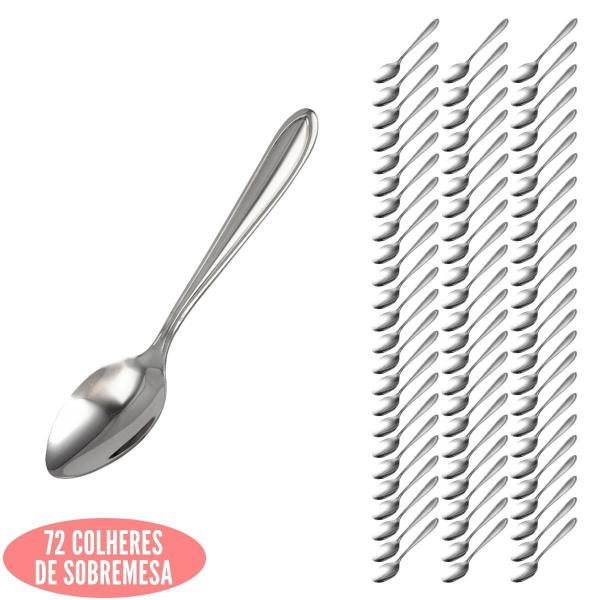 Imagem de Jogo Talheres 72 Colher de Sobremesa Aço Inox Polido Buffet