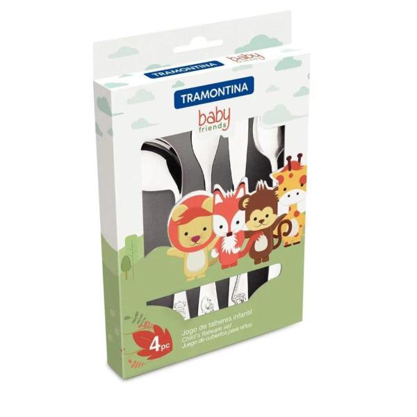 Jogo Talheres Infantil Tramontina Baby Aço Inox 4 Pçs 66970 - Tramontina S/a Cutelaria Imagem de Jogo Talheres Infantil Tramontina Baby Aço Inox 4 Pçs 66970