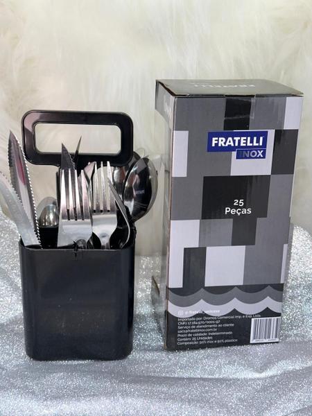 Jogo Talheres Verona Faqueiro Inox C/ 25pçs E Suporte - fratelli Imagem de Jogo Talheres Verona Faqueiro Inox C/ 25pçs E Suporte