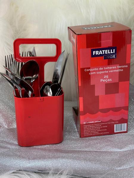 Jogo Talheres Verona Faqueiro Inox C/ 25pçs E Suporte - fratelli Imagem de Jogo Talheres Verona Faqueiro Inox C/ 25pçs E Suporte