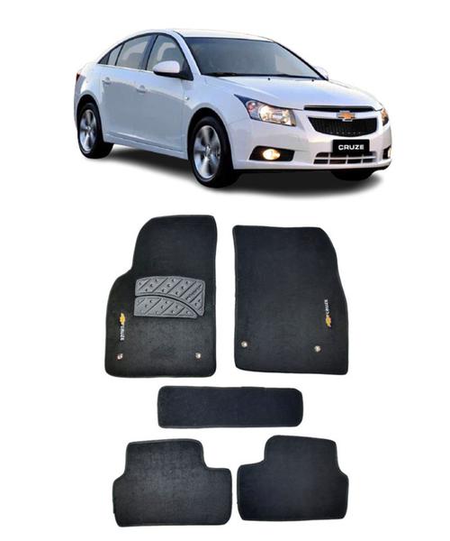 Imagem de Jogo Tapete Carpete Chevrolet Cruze 2012 a 2014 Com Logo Bordado Preto-300.327PTO